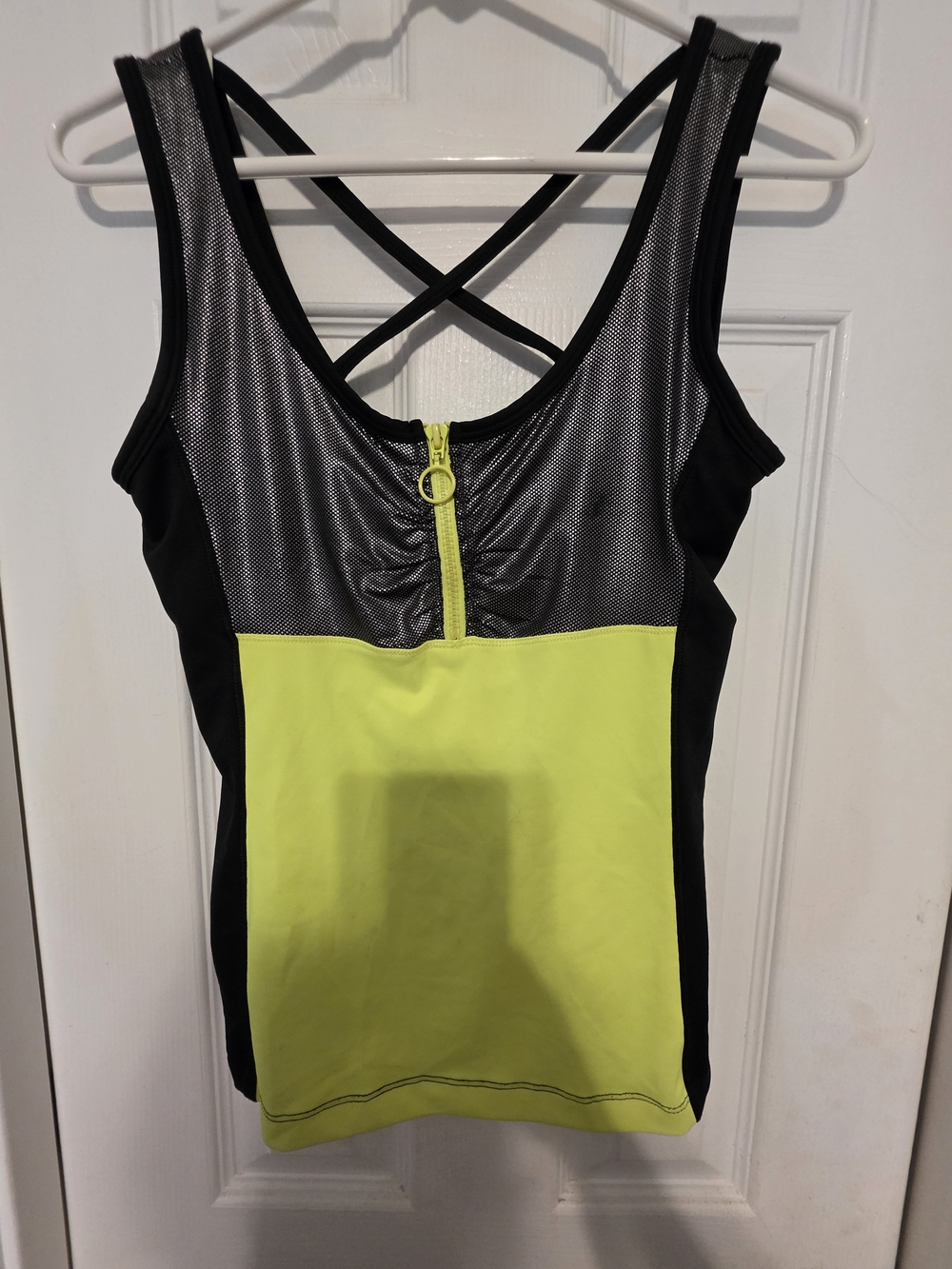 Hard Candy Neon Yellow & Black Tank Top with Front Zip
